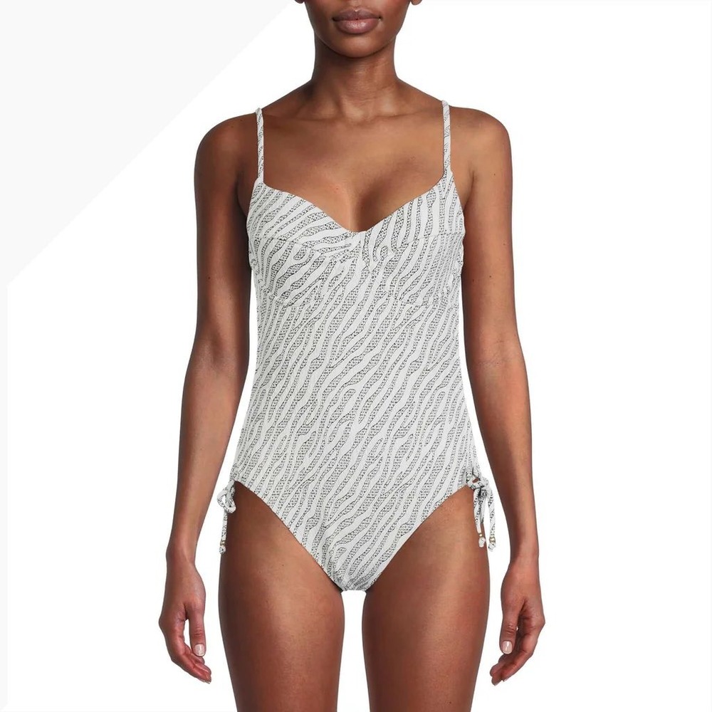 NWT Time and Tru Zebra‎ Jacquard One Piece Swimsuit Underwire Large 12-14 New